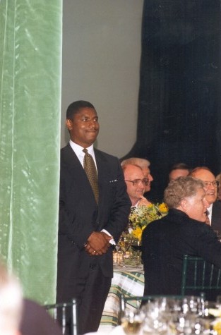 Administrator Rodney E. Slater.  At table, Kevin E. Heanue (on left) and (unknown).  Back to camera: (unknown)