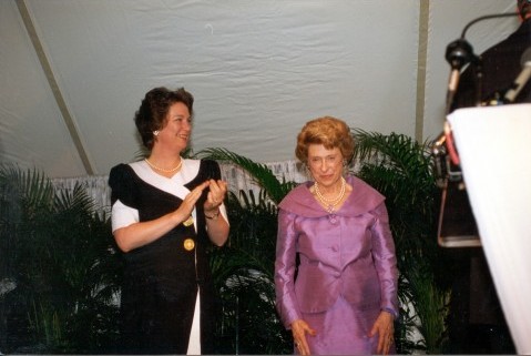 Susan Eisenhower joins the applause as Lindy Boggs acknowledges the presentation to her late husband, Congressman T. Hale Boggs.