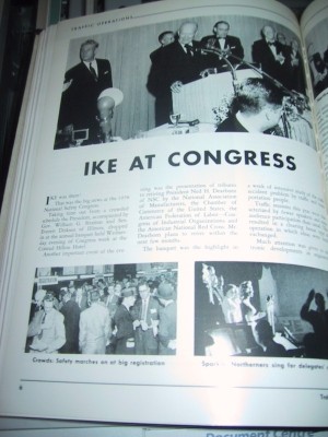 Photo from the 1958 National Safety Conference in Traffic Safety, shows President Eisenhower addressing the annual banquet.