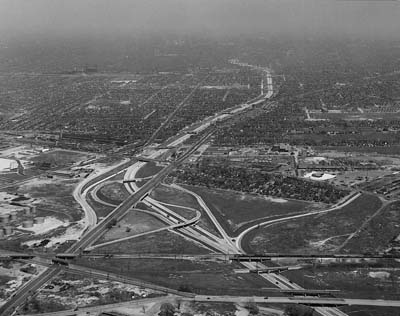 Michigan, Detroit. Ford Expressway looking NE across connection with Willow Run Expressway