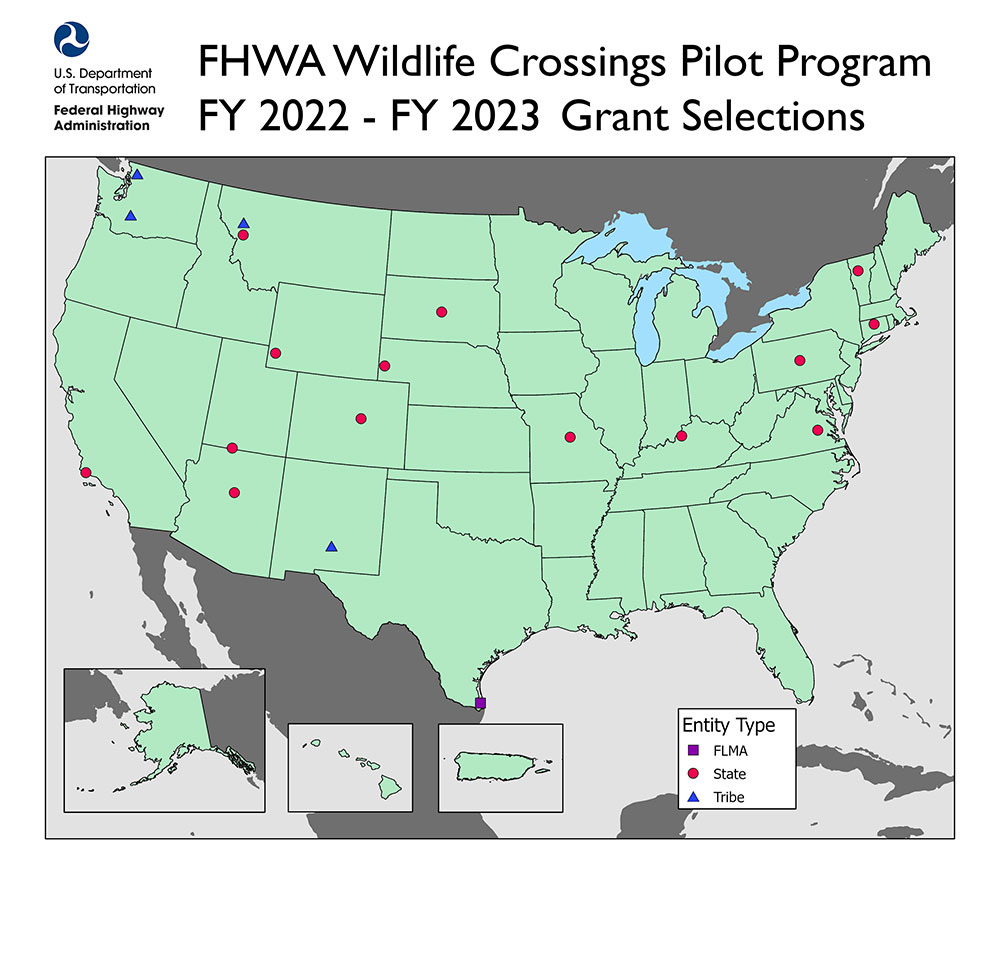 FHWA Wildlife Crossings Pilot Program FY 2022-FY2023 Grant Selections