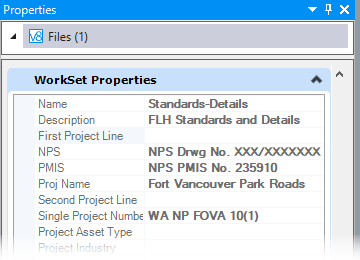 WorkSet Properties from the File Properties