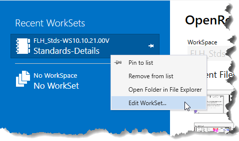 A portion of the Work Session screen showing location of Edit WorkSet