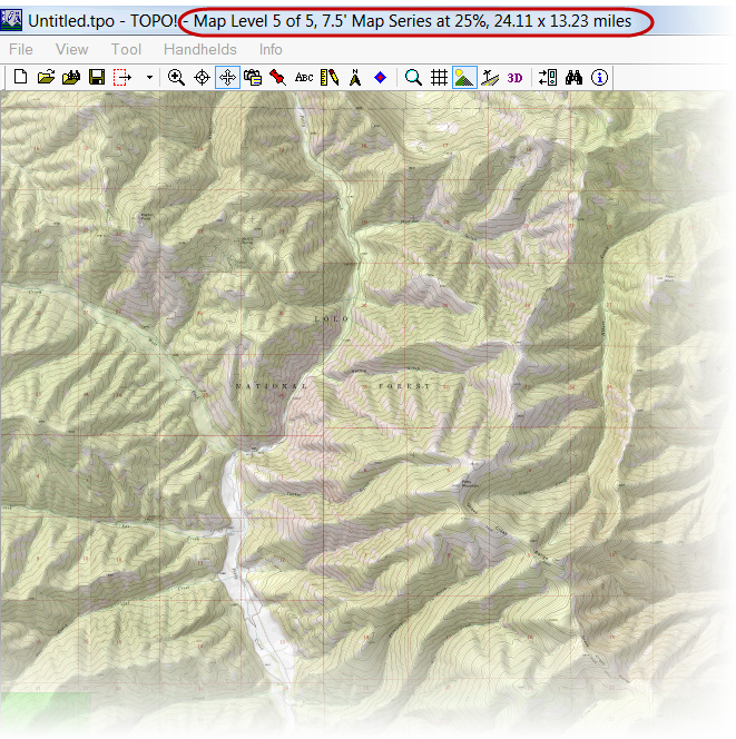 National Geographic Topo! program with 7.5' series map at 25% magnification