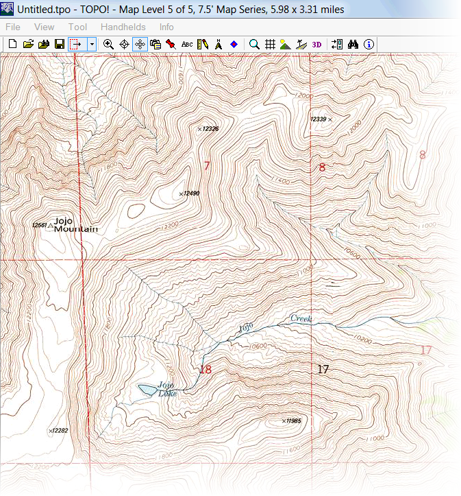 National Geographic Topo! program with 7.5' series map showing shaded relief feature off