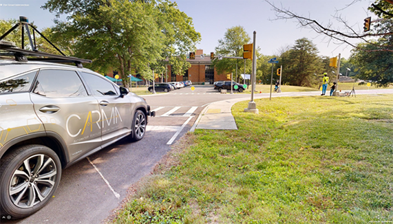 CARMA automated vehicle stopped at an intersection for an operational test