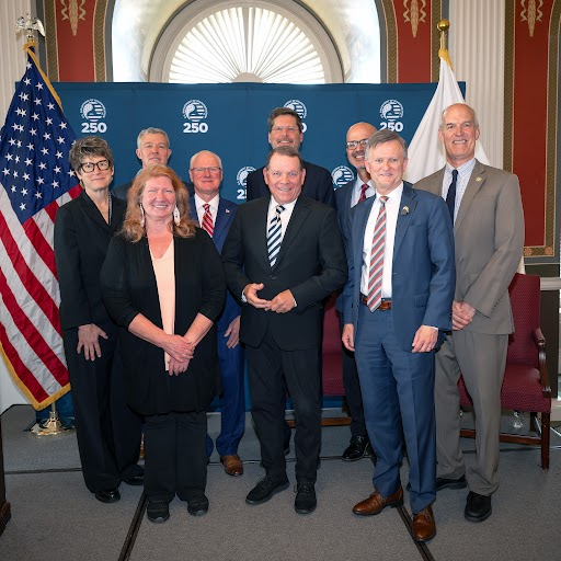 Library of Congress and transportation officials who spoke at the event assembled in a group photo