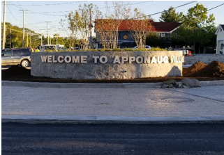 The Apponaug Village roundabout will feature a landscaped central island.