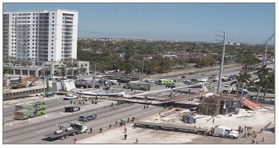 Photo shows bridge collapse site.