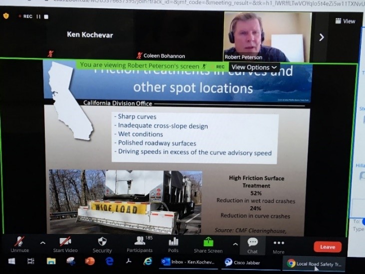 Screenshot shows a video call training session that's also sharing slides.