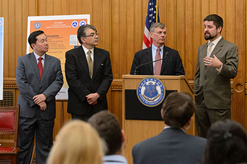 Press conference announcing Connecticut DOT and University of Connecticut partnership.