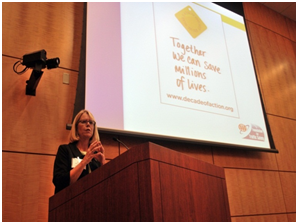 Anne Ferro, Administrator of Federal Motor Carrier Safety Administration (FMCSA) welcomed participants to the 2013 National Roadway Safety Culture Summit (Photo courtesy of FMCSA).