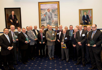 The 2013 Roadway Safety Award winners pose with the Blue Ribbon Panel judges