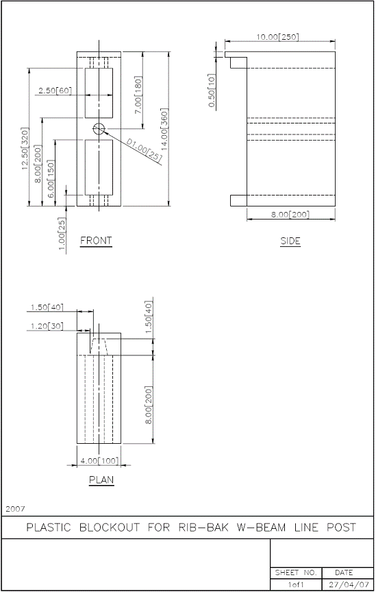 Plastic Blockout for Rib-Bak W-Beam Line Post