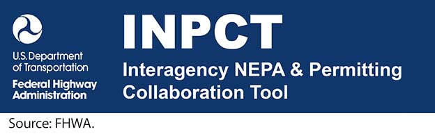"The logo for the Interagency NEPA & Permitting Collaboration Tool (INPCT). Image source: FHWA."