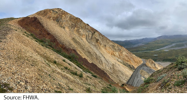 "A side-view of the Pretty Rocks landslide. Image Source: FHWA."