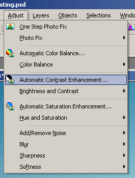 A screengrab of an automatic contrast enhancement menu