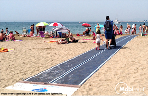 An example of a seasonal ADA beach access mat. 