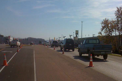 "Photograph of US 25 Southbound Lane, showing an area being installed with HFST"