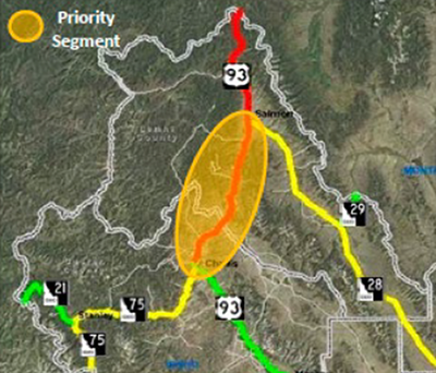 "Map showing the priority corridor identified by the data"