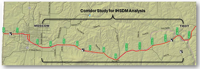 "map showing the area of Highway 8 in the Corridor study"