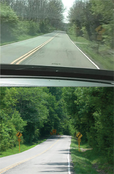 "Figure 4.5 shows a before and after photo of a sign installation on a local road in Ohio."