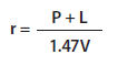 All-red time (r) equals the sum of the width of the intersection (P) in ft and length of the vehicle (L) in feet divided by the quantity of 1.47 times the approach speed of the vehicle (V) in miles per hour.