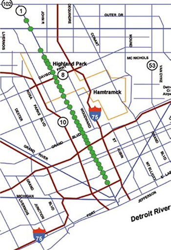 "Map of the Woodward Avenue Corridor"