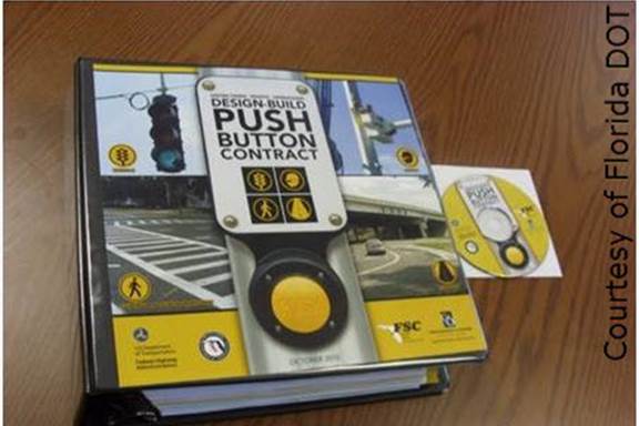 "photograph of FDOT District 7's Design-Build Push Button Contract manual"