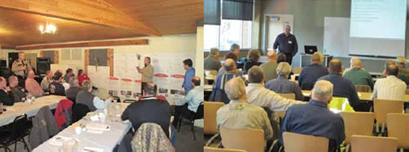 "Two photographs of local highway agency meetings"