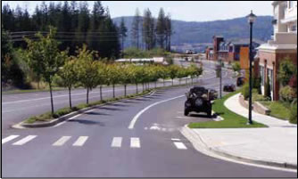 Photo: Extension of the sidewalk into the street.