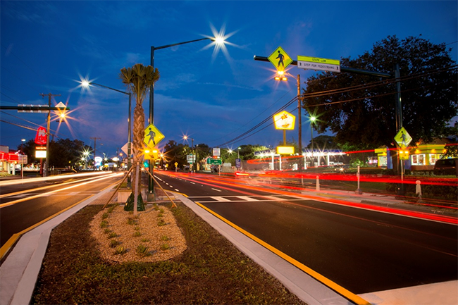 "photo of the mid-block pedestrian crossing on Fletcher Avenue"