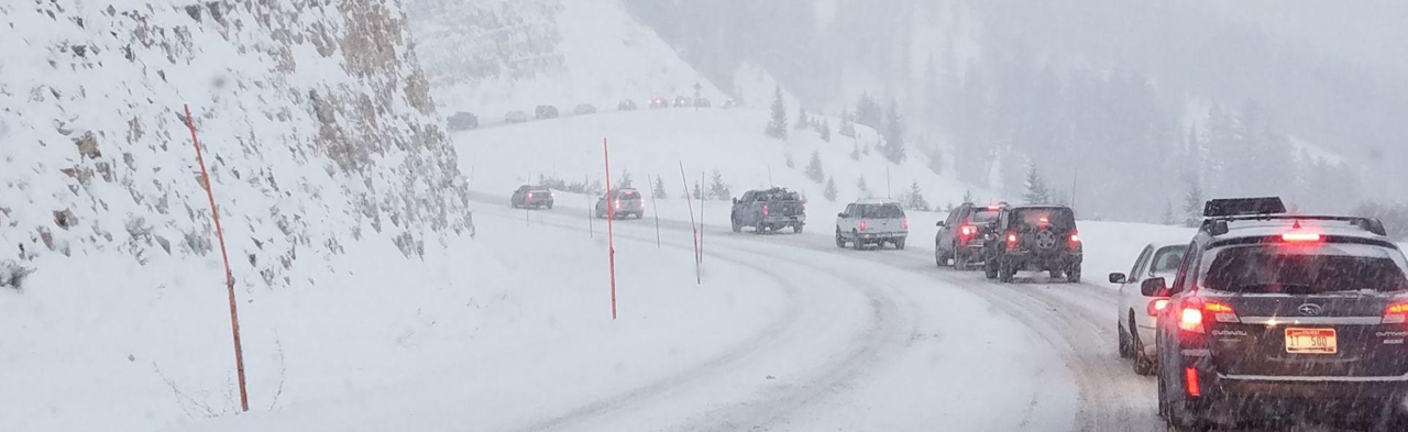 Photo of snowy road conditions