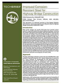 Front page of Improved Corrosion-Resistant Steel for Highway Bridge Construction (TechBrief).