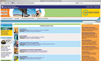 Screenshot of the Resource Center web site