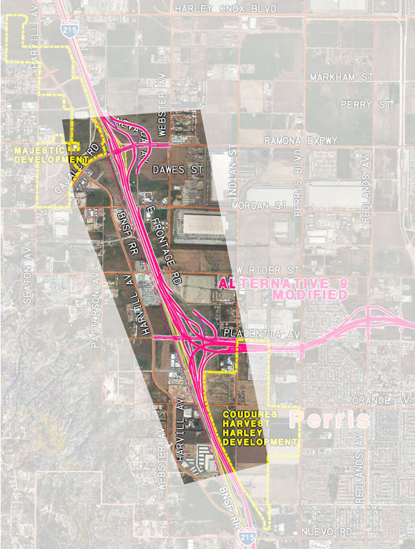 Figure 28: Preferred alignment (Alternative 9) for the western terminus of Mid County Parkway