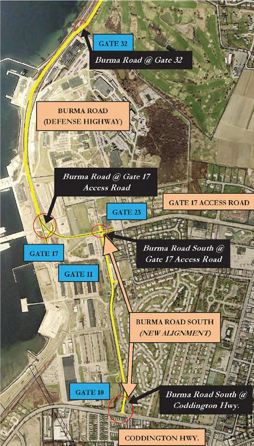 Figure 5: Limits of the entire study area for the RIRSA, including NAVSTA gates 10, 11, 17, 23, and 32