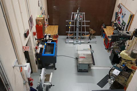 "an aerial view of the tools available in the Laboratory Machine Shop."