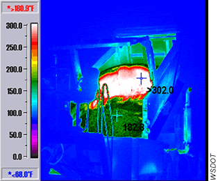 Thermal image with zero to three hundred scale