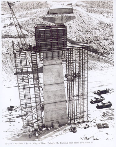 Arizona - Interstate 15, Virgin River Bridge #7, looking east from abutment #1