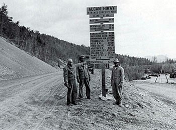 As a morale booster the men made a mileage sign post listing their hometowns, mostly in southern states, and the distance from home. Jacksonville, Florida, for instance, was listed as 5,206 miles. Photo provided by Phil Oglesby III.