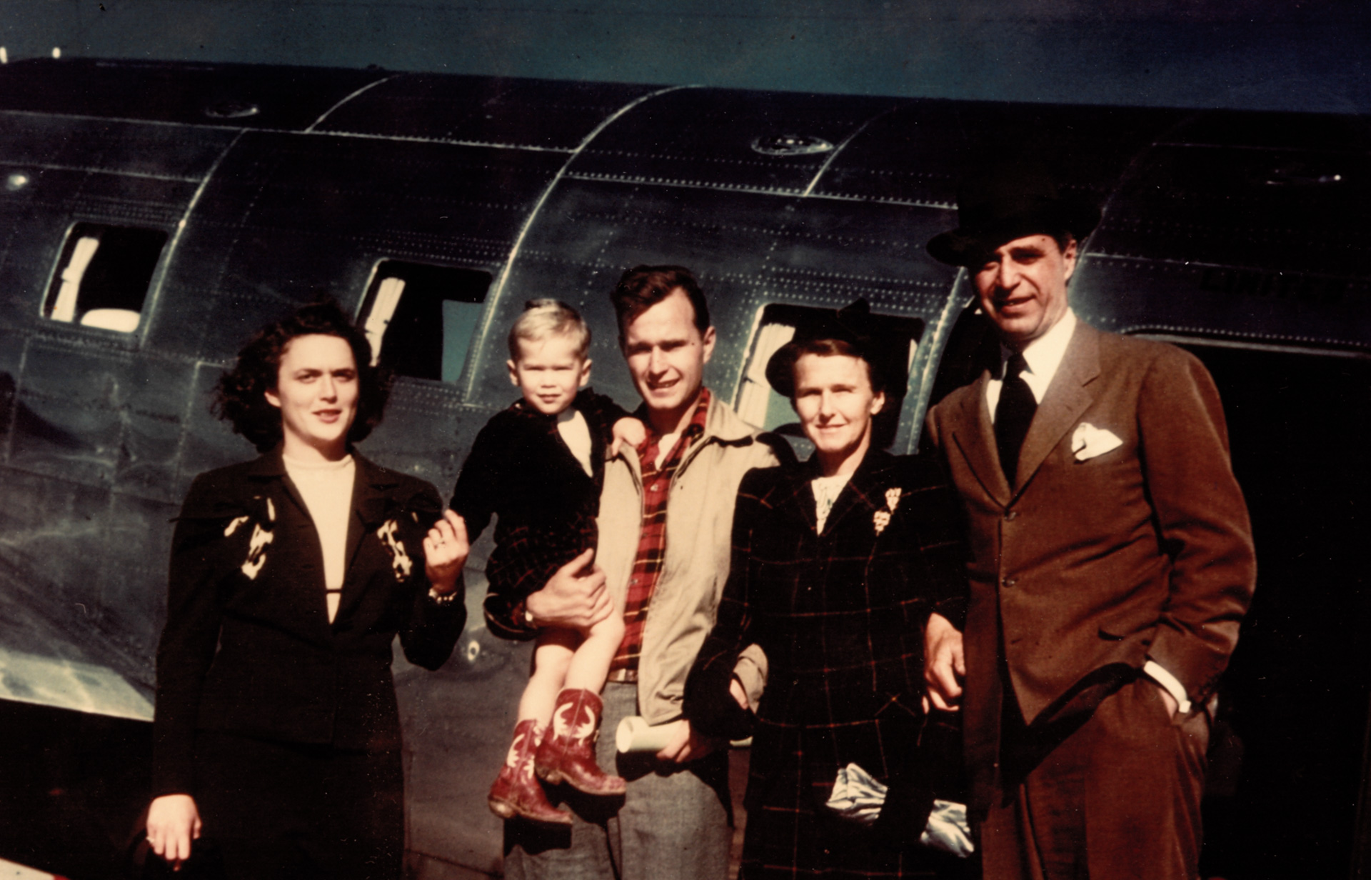 The Bush Family, 1950 - on the right are Prescott S. Bush and his wife Dorothy. On the left is the family of George H. W. Bush, his wife Barbara, and their son, George W. Bush. (Photo: George Bush Presidential Library)