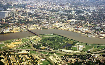 Existing Anacostia Waterfront with View Toward the Washington Monument.