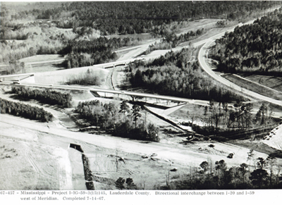 Mississippi - Project I-IG-59-3-(15), Lauderdale County. Directional interchange between I-20 and I-59 west of Meridian. Completed 7-14-67.