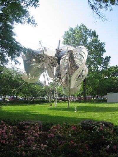 Today a sculpture by Frank Stella is on view along Pennsylvania Avenue on the grounds of the National Gallery of Art, East Wing.