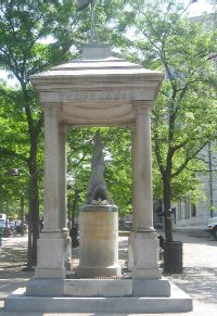 This sculpture called "Temperance," located near the Civil War statues at 7th Street, has been called the ugliest statue in Washington.