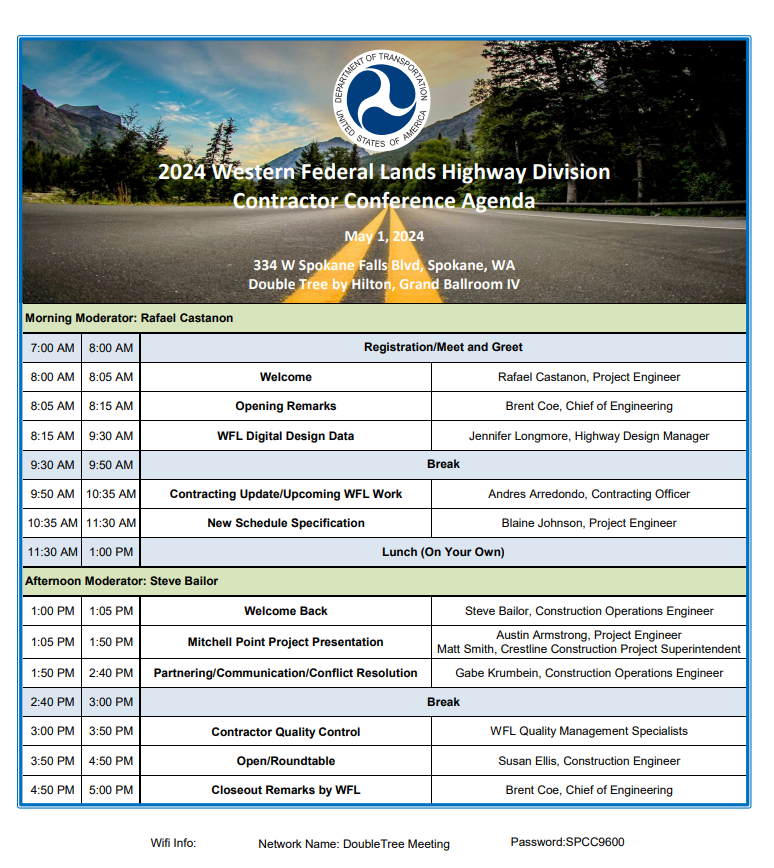 Agenda for the Contractor Conference