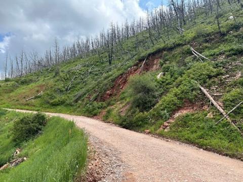 Slide area along the route