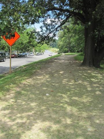 Project area view – sidewalk will be constructed on the existing shoulder